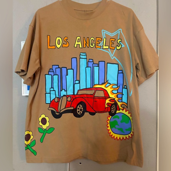 PacSun Brown Graphic Tee with Red and Blue Design - Picture 1 of 3